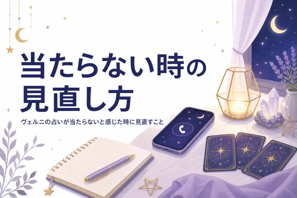 ヴェルニの占いが当たらないと感じた時の見直し方を紹介する記事のアイキャッチ