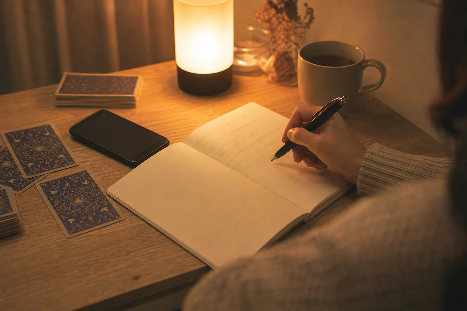電話占いヴェルニに相談する前に、知りたいことと今の状況をノートに書き出している手元の写真