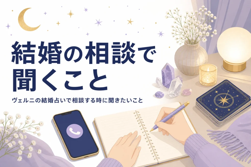 電話占いヴェルニの結婚占いで相談する時に聞きたいことを紹介する記事のアイキャッチ