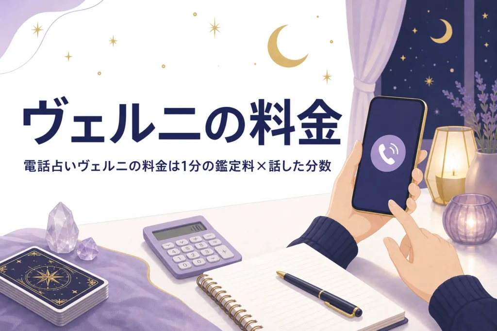電話占いヴェルニの料金の仕組みを紹介する記事のアイキャッチ