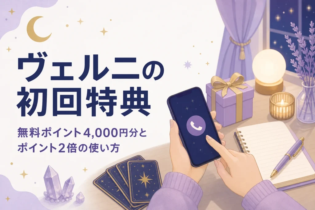 電話占いヴェルニの初回特典の使い方を紹介する記事のアイキャッチ