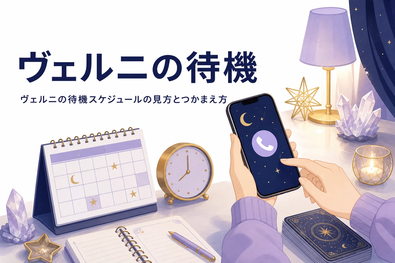 ヴェルニの待機スケジュールの見方と先生のつかまえ方を紹介する記事のアイキャッチ
