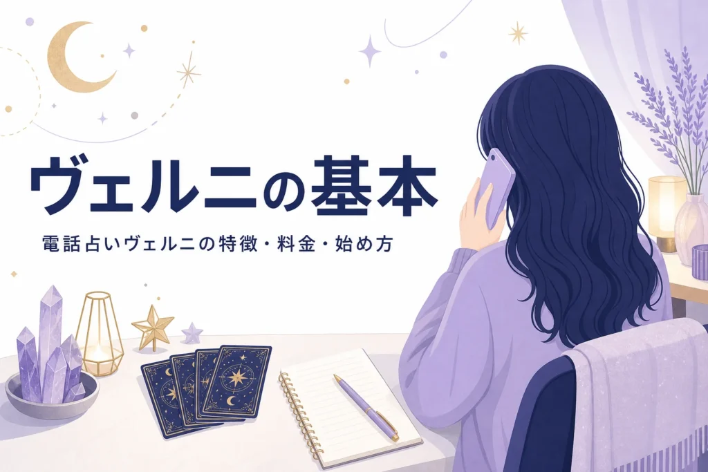 電話占いヴェルニの特徴・料金・初回特典と始め方を紹介する記事のアイキャッチ