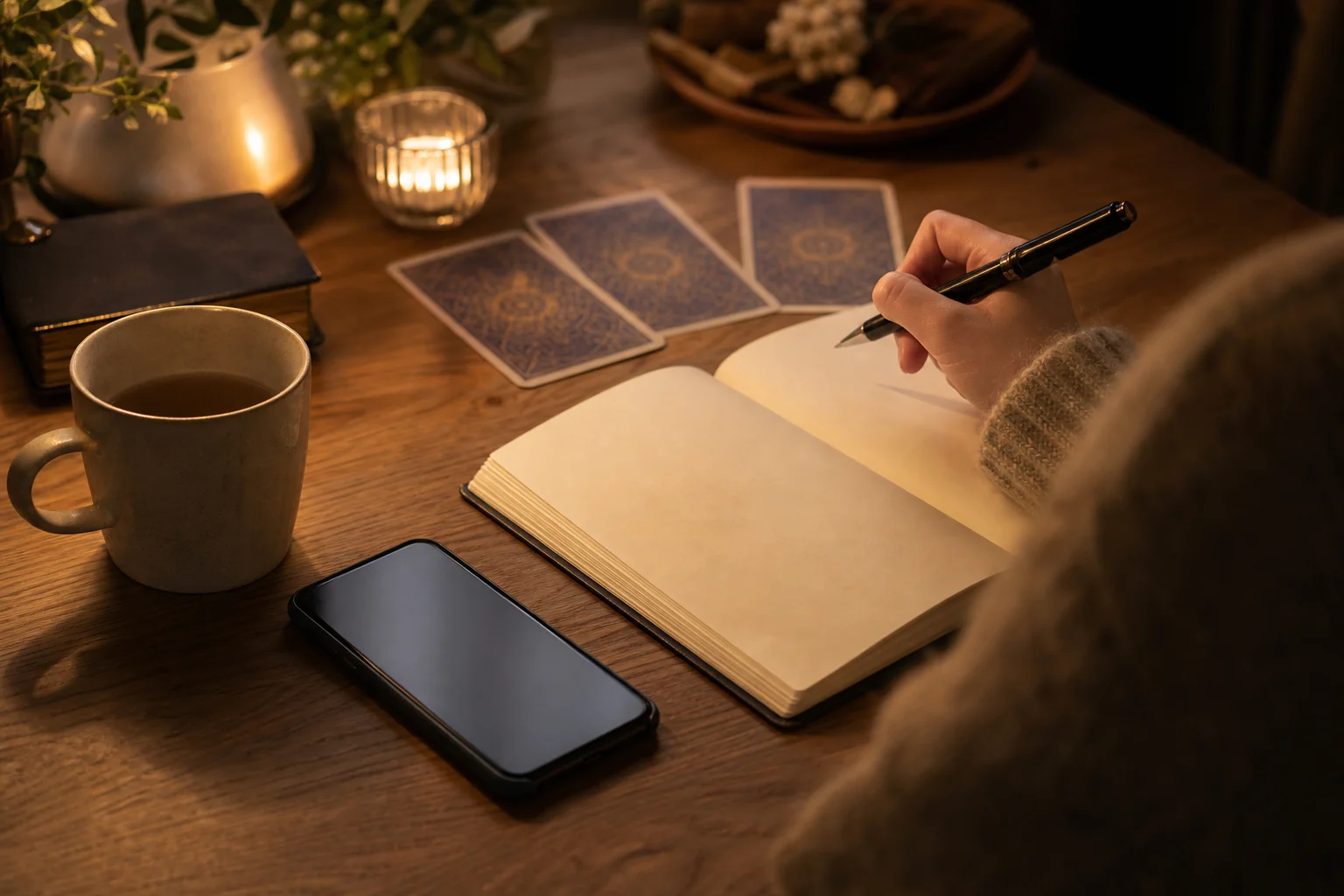 電話占いヴェルニに相談する前に、聞きたいことをノートに書き出している手元の写真